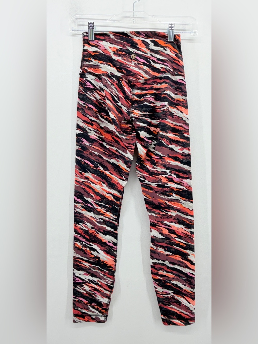 lululemon Women's Pink, Black & Orange Abstract Patterned Leggings size 4